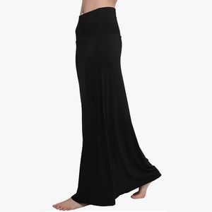 Comfy Boho Fold-Over Flare Long Maxi Skirt